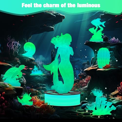 Image of Rainbow Glow in The Dark Filament PLA 1.75mm 1kg(2.2lbs), Glow Blue to Green Gradient Fluorescent 3D Printer Filament,Used for Printing Christmas or Halloween Gifts,Fits FDM 3D Printers&Pens