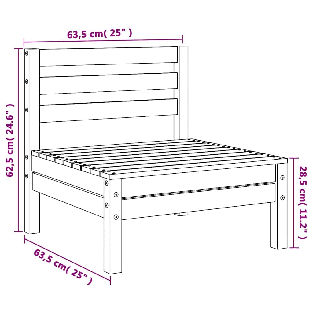 Sofás de jardín sin reposabrazos, 2 unidades, color marrón cera, madera maciza de pino, muebles para exteriores, con diseño de listones y respaldo para terraza, jardín, patio, sofá modular