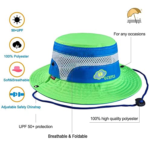 Gcepls Kids Sun Protection Breathable Foldable Hat Bucket Infant Toddler Boys Girls Outdoor Beach Swim Fishing Summer Cap Green #TOP6