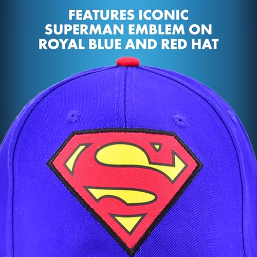Image of DC Comics Superman Baseball Cap, Adult Adjustable Cotton Snapback Hat with Curved Brim for Men and Women, Multi, One Size