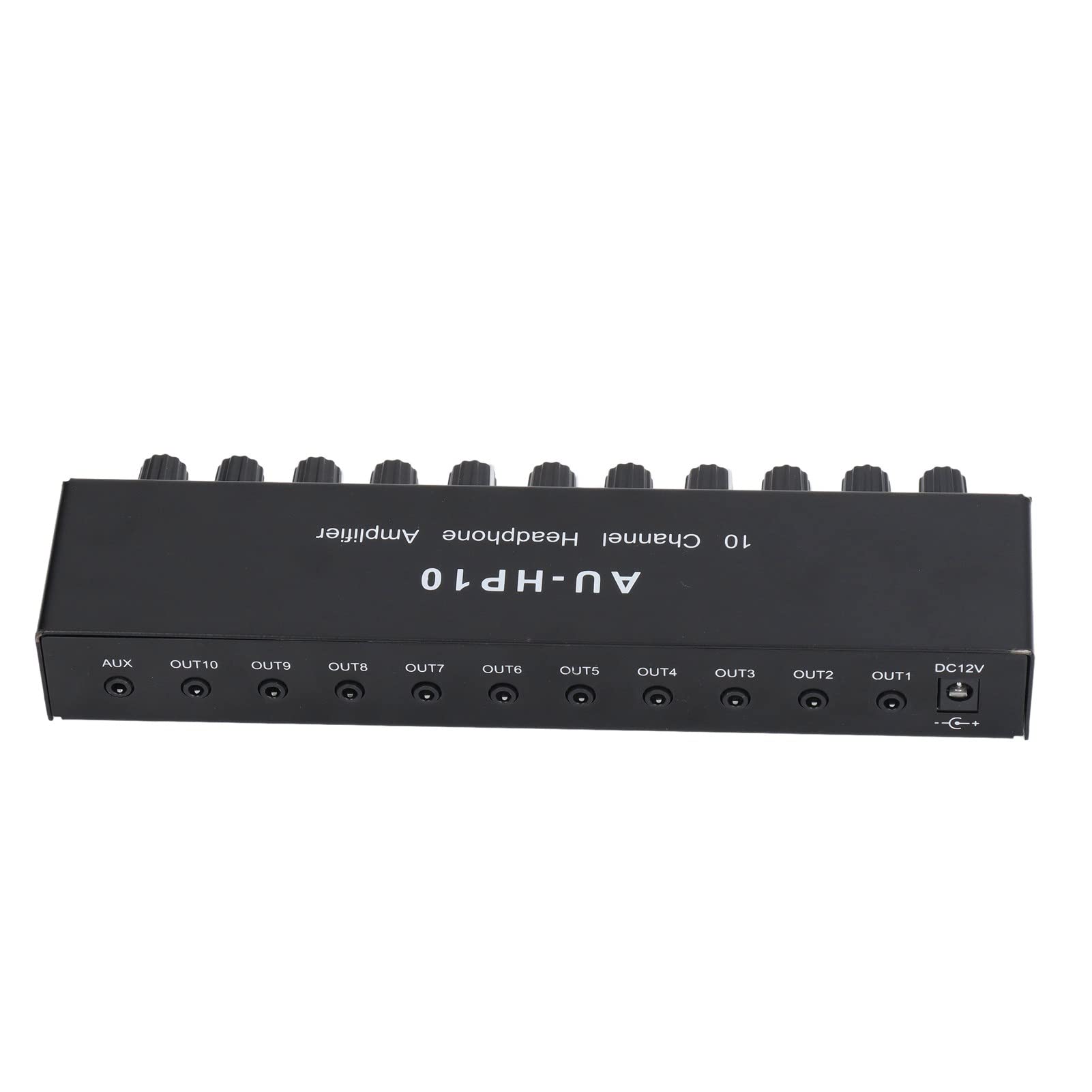 10 Kanałowy Wzmacniacz Dźwięku Wzmacniacz Słuchawkowy, 1 Wejście 10 Wyjściowy Wzmacniacz Stereo Audio Splitter Niezależne Sterowanie DC 12 V, do Studiów Nagrań, Scen, Produktów Teatralnych