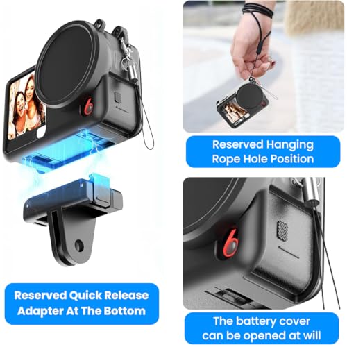 Image of ZORBES Compatible with D-JI Osmo Action 6, Action Camera Silicone Cover Protective Skin Cover with Detachable Lens Cover, Silicone Wrist Lanyard, Anti-Scratch Action Camera Accessories