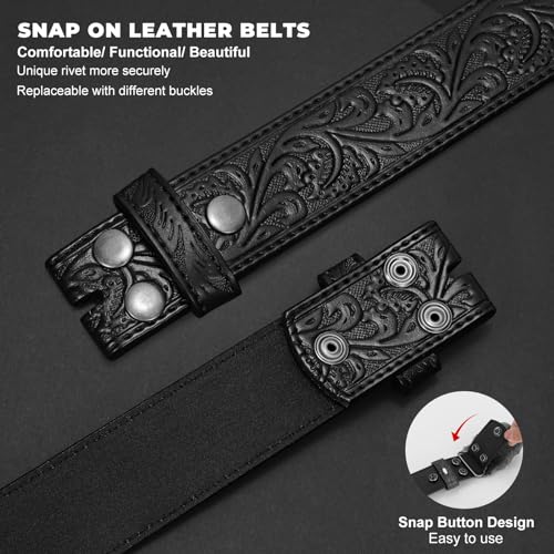Image of BELTROAD Western Leather Belt Strap for Men Women Cowboy Cowgirl Leather Mens Belts for Jeans Birthday Christmas Belt Gifts
