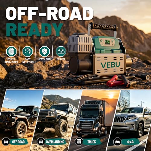 Image of RV Air Compressor 12V Tire Inflator, 150PSI with Auto Shut-off, Digital Display & Preset, 5.65CFM Fast Inflation for Off-road Vehicles, Trucks, SUVs, RVs, ATVs, Corded Electric