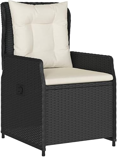 Miniatura 4 de Sillas reclinables para patio, 2 piezas, ratán de polietileno negro, sillas de balcón al aire libre, Sillas para Comedor para estudio, terraza,