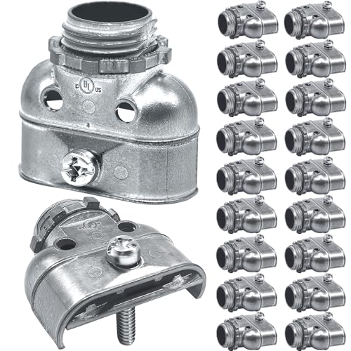 25 Pcs Duplex 3/8 Wire Box Connector for Flex/AC/MC/NM Sheathed Cable Zinc Die Cast Screw Clamp Metal Electrical Fittings for Protecting Cables Conduit Fittings Screw Coupling