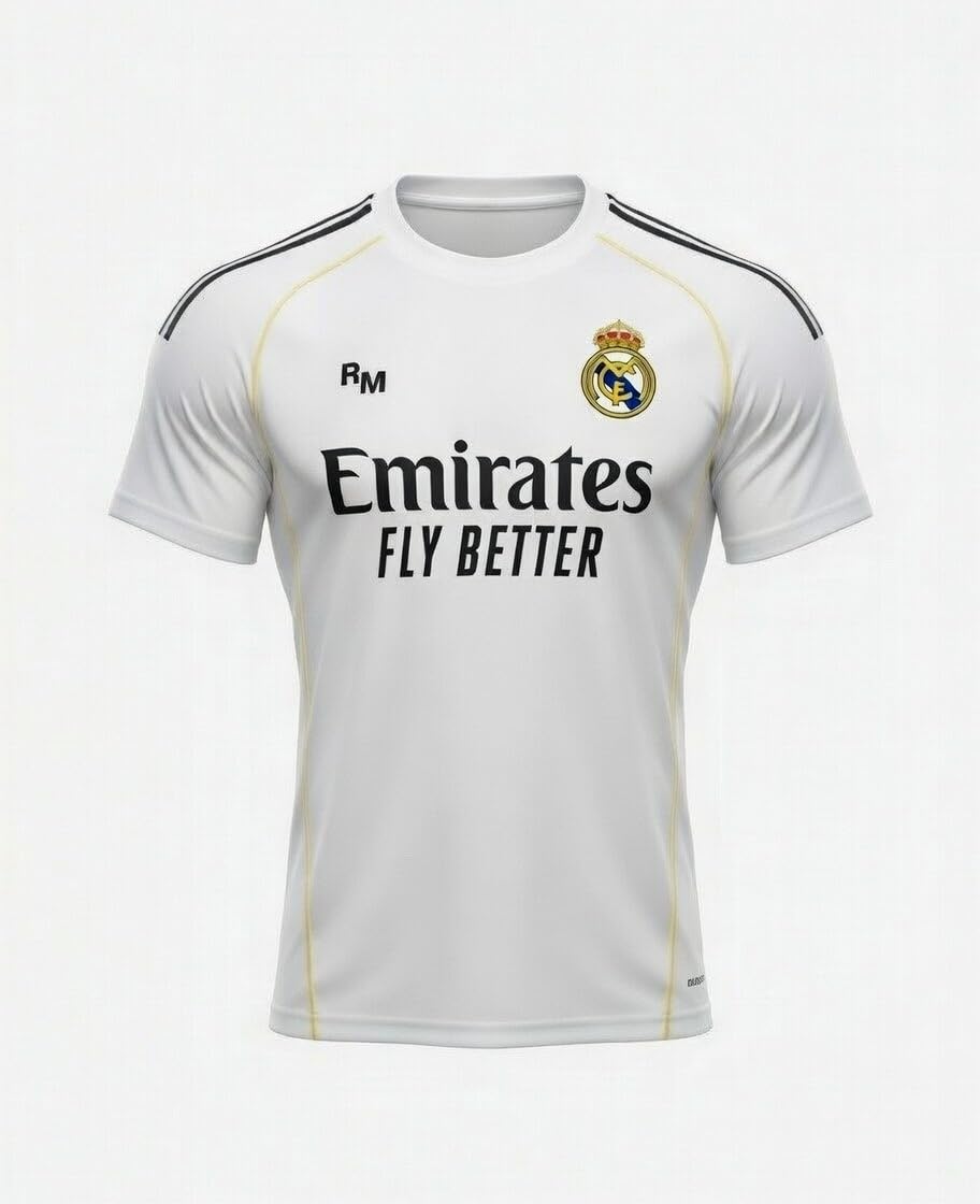 Real Madrid Camiseta 2025 2026 Oficial con Licencia | Réplica Personalizada fútbol Adulto Hombre | Blanco Talla S a XXL Nueva Temporada