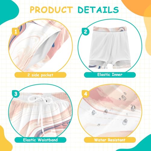 GuoChe Boys Swimming Shorts Youth Teen Quick Dry Boys Board Shorts Swimwear with Pocket Beige Cream4