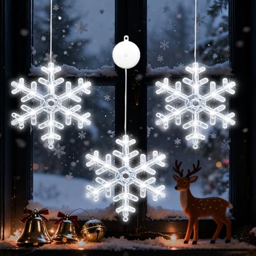 IWTBNOA Weihnachtsbeleuchtung Fenster Innen, 3 Stück LED...