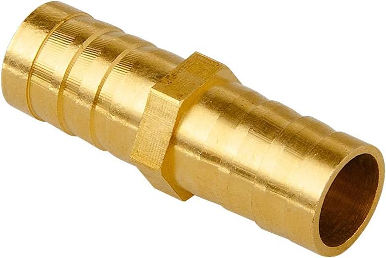 Hose Bard Fitting, 1" x 1" Hose ID Brass Hex Barbed Splicer Mender Joint Adapter Union Fitting (Pack of 1)