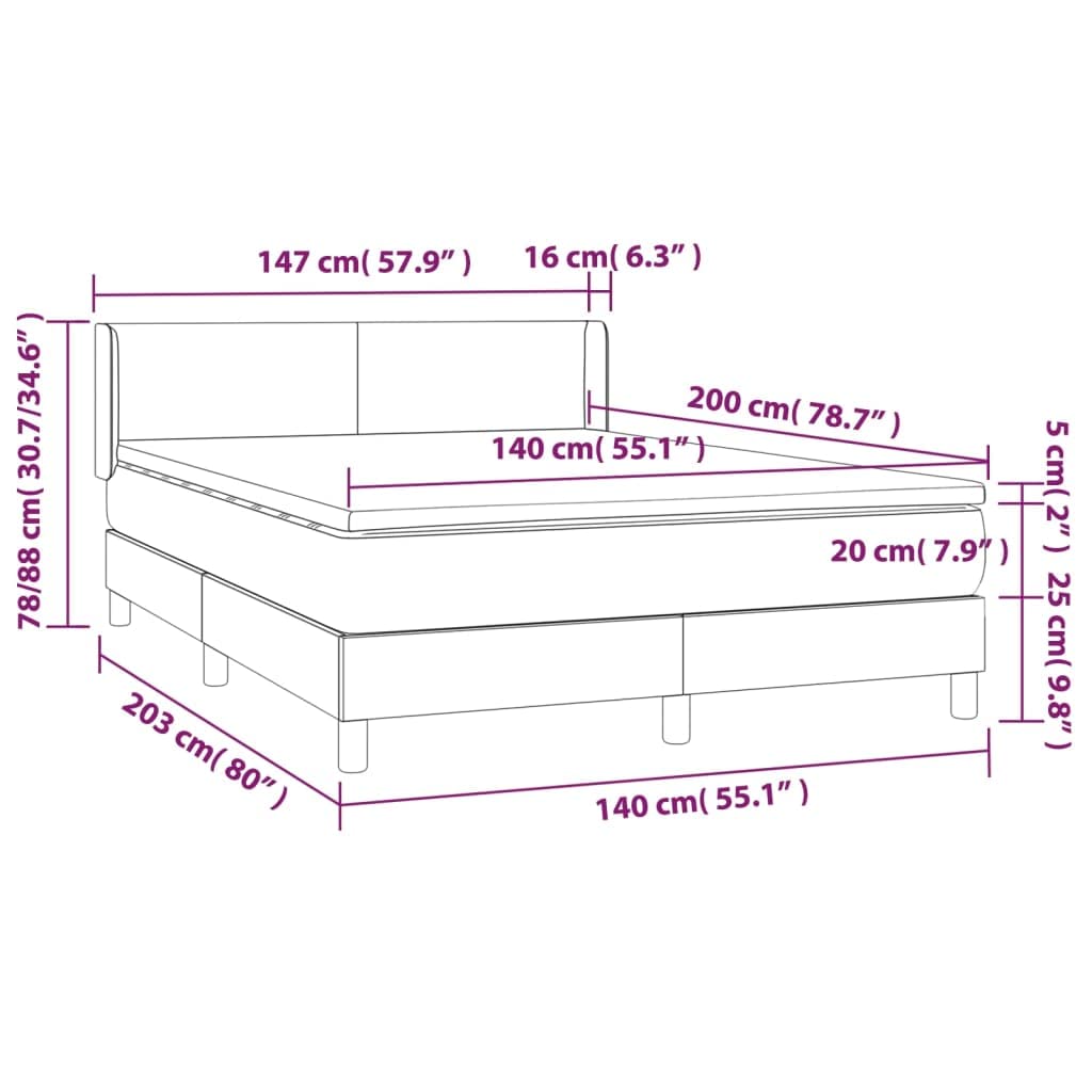 Velluto Rosa a Molle Insacchettate Pieghevole 140x200 cm con Materasso