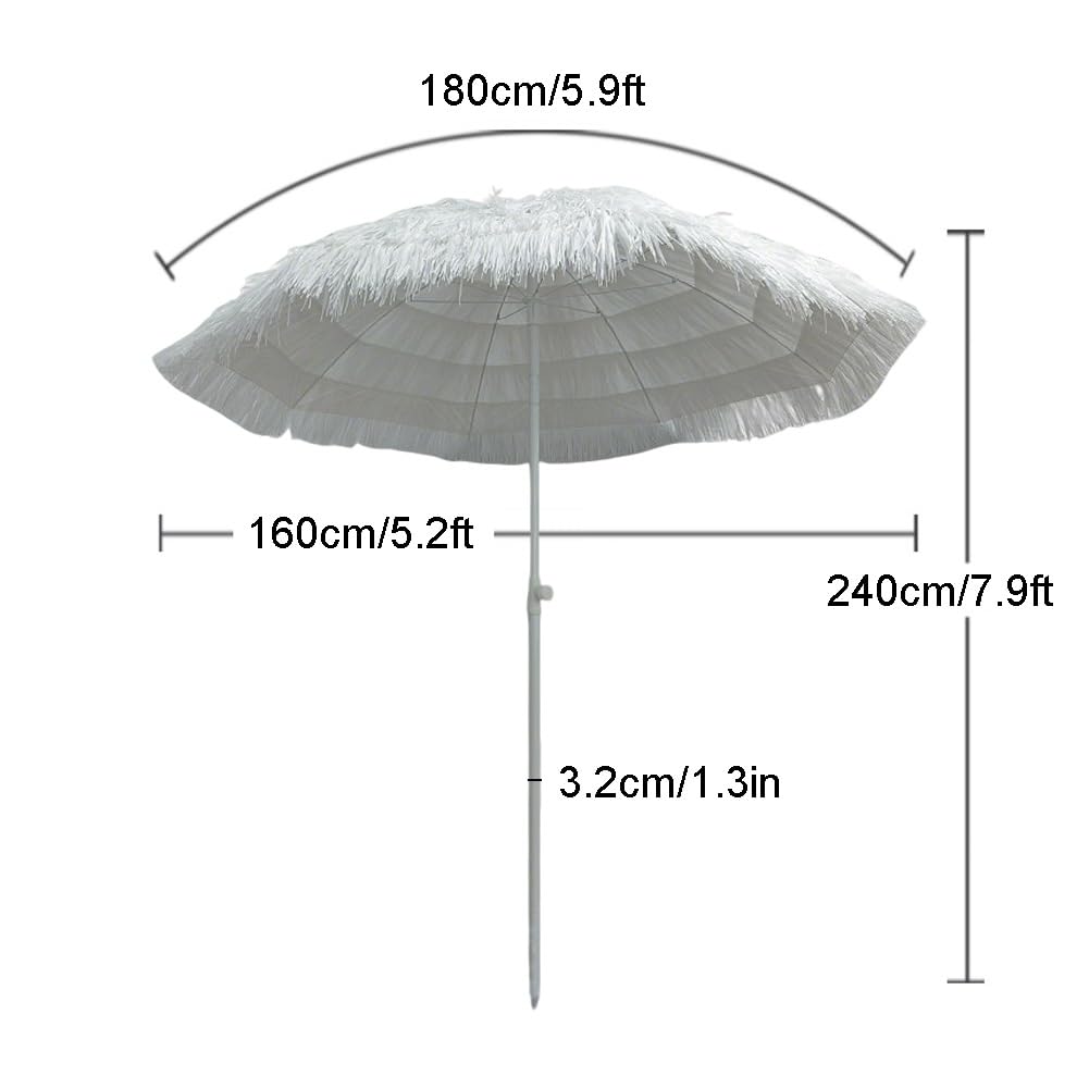 Parasol plażowy 180/200 cm, parasol ogrodowy słomkowy, odchylany uchylnym, ochrona UV, wodoodporny, regulowana wysokość