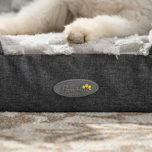 PawHut gepolstertes Hundebett mit abnehmbarem, waschbarem Kissen, Hundezwinger mittlere Größe mit rutschfestem Boden, 90x69x21cm, anthrazitfarben