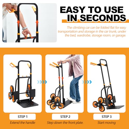 Timtin MI-TIMTIN-746 Heavy Duty Stair Hand Truck 440 Lbs Stair Climbing Cart thumb #3