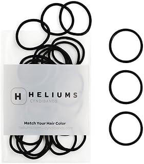 Heliums Small Hair Ties - Black - No Damage Mini 1 Inch Reusable 2mm Ela...