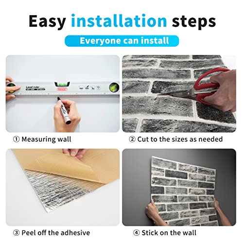 Art3d 10-Pack 52.5 Sq.Ft Faux Brick 3D Wall Panels Peel and Stick in Stone Ash, Self Adhesive Waterproof Foam Wallpaper for Bedroom, Bathroom, Kitchen