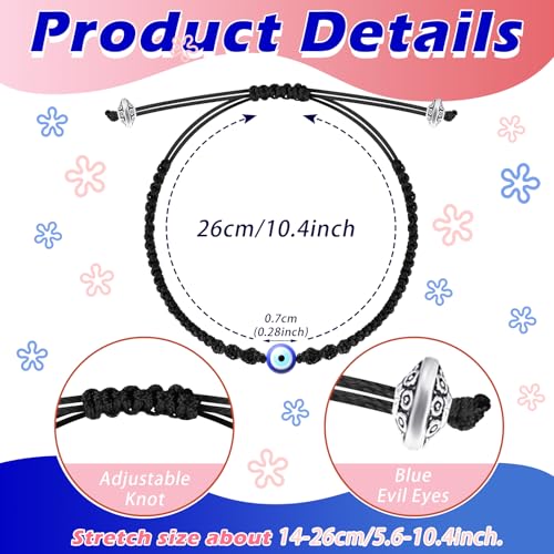 Bracelets Kabbale mauvais œil réglables noirs à offrir à ses proches