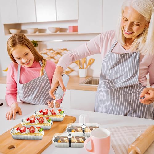 Image of NPLUX Foil Loaf Pans with Lids, 50 Pack Silver 6.8oz for Takeout Meals | Use for mousse layers, cheesecake squares, blondies and candies; single-base workflow helps limit dish handling.