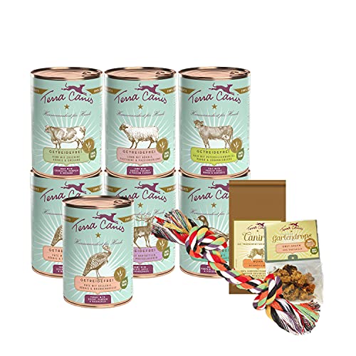 Terra Canis Kennenlernpaket M - Getreidefrei, 7x400g, 50g Canireo, 12g Gartendrops & Goodie I Premium Hundefutter in 100% Lebensmittelqualität Aller Rohstoffe I Reichhaltig & gesund