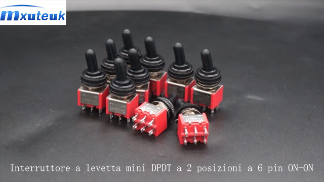 10 Interruttori A Levetta DPDT ON/OFF/ON - 6 Pin, 5A 125V AC, Con Cappuccio Impermeabile, Per Circuiti Elettrici