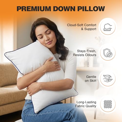 Image of CareFoam Cloud-Soft Microfiber Bed Pillows for Sleeping - 16x24 Inch Premium Standard Size Pillow Set with Breathable Organic Cotton Cover, Medium Firm Plush Support for Side, Back & Stomach Sleepers