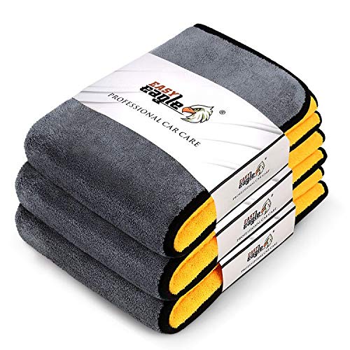 EASY EAGLE Mikrofaser-Autotrockentuch, 1200 g/m², super saugfähig, Autopflege, Reinigungstücher, 38 x 45 cm, 3 Stück