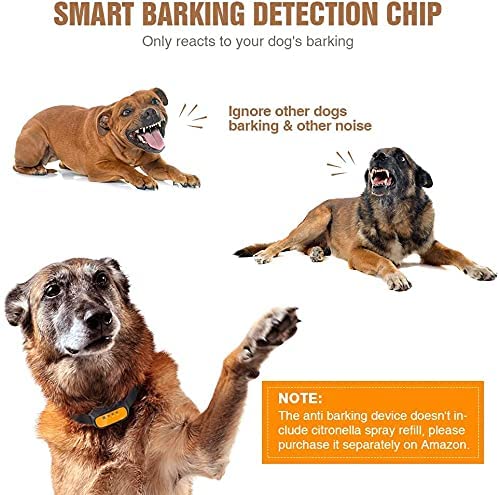 Citronella Dog Collar with Remote, Auto Citronella Bark Collar with Spray Beep Training Modes, Citronella Spray Collar with 3 Spray Levels Rechargeable Effective to Train 2 Dogs