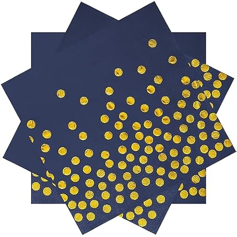 100PCS Blue and Gold Cocktail Napkins Cover