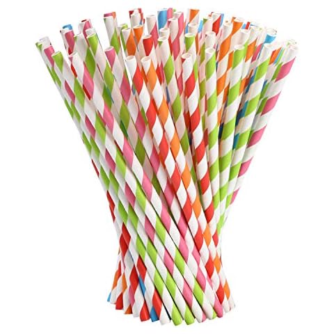 Vicloon Rainbow Paper Straws, 100 Pack Cover