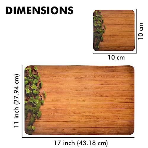 Image of Yellow Weaves 4 Piece Wooden Style PVC Dining Table Placemats, (Color - Brown)
