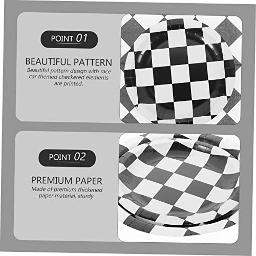 HONMEET 4 Conjuntos De Talheres Grade Preto E Branco Conjunto De Bandeja De Papel Copo De Papel