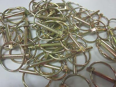 ~ 100 ~ GOLD 1/4" LYNCH PINS ATV FARM GARDEN STEEL TRACTOR TRAILER 3PT HITCH PIN