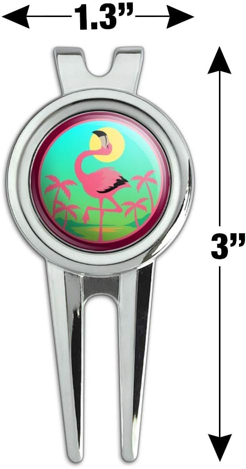review GRAPHICS & MORE Flamingo Palm Trees Tropical Vacation Golf Divot Repair Tool and Ball Marker