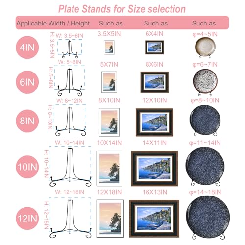 image for HENABLE 2PCS Premium Black Iron Plate Stands for Display 8 Inch, Decor