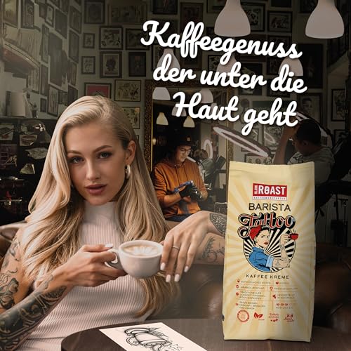 BLANK ROAST - Barista Tattoo Kaffee Kreme - 1000g - im Langzeit Trommel-Röstverfahren geröstet -...