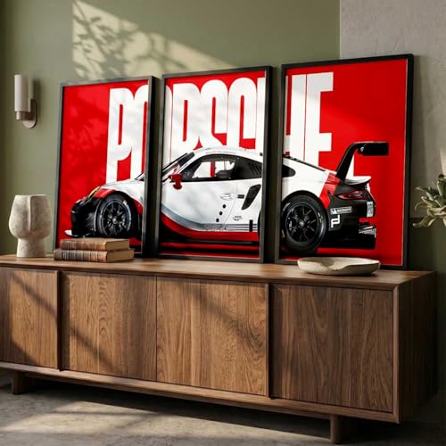 Image of kotart Big Sports Car Framed Posters Gift Items for Boys Room Wall Decoration Bedroom Living Room Office Studio Decor | Car Poster Frame for Wall Decor Set Of 3 Size | Design 940 Black (20x30 Inch)