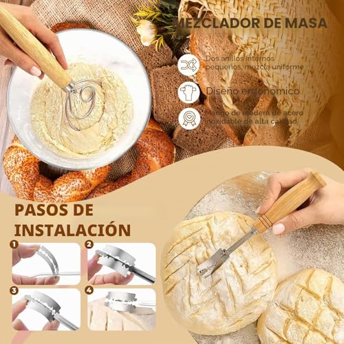 Kit completo de panadero con cesta de 25cm para evitar masas caídas 5