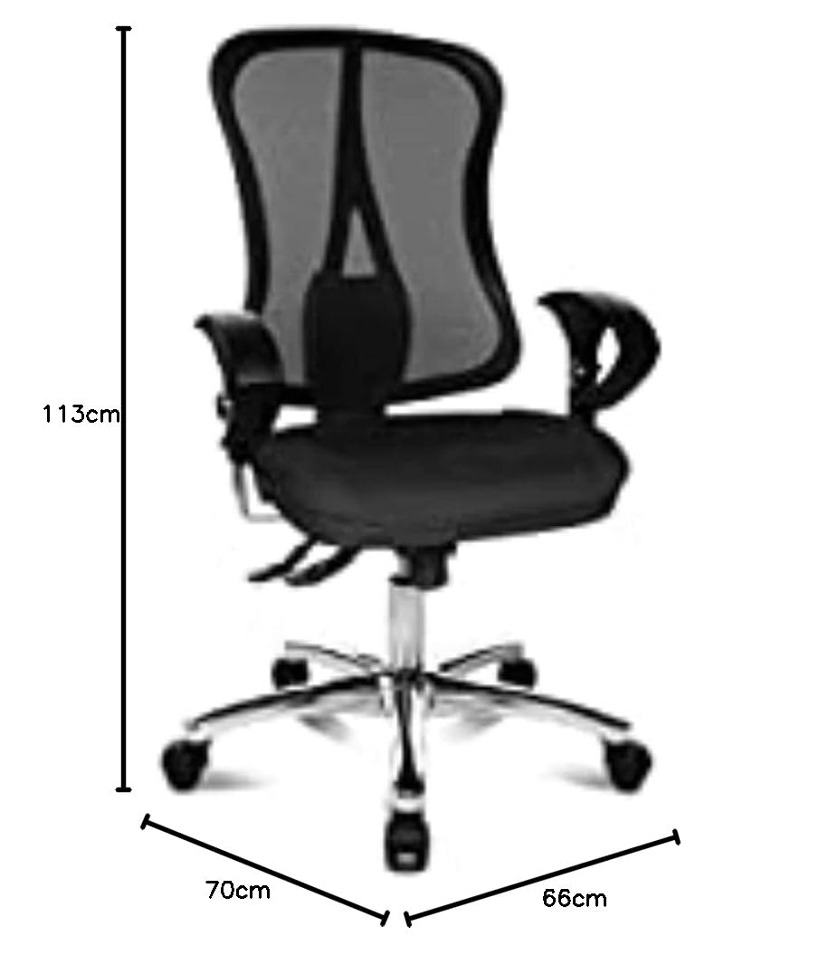 Topstar Head Point SY Deluxe Sedia Girevole per Ufficio, Braccioli Regolabili in Altezza, Rivestimento in Tessuto Nero