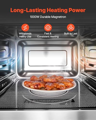 Image of VEVOR Commercial Microwave Oven, 0.9 Cu Ft, 1000W Digital Stainless Steel Countertop Microwave Oven with Touchscreen, 10 Cooking Presets, 5 Power Levels, Multi-Lock Door & Easy Clean for Restaurants