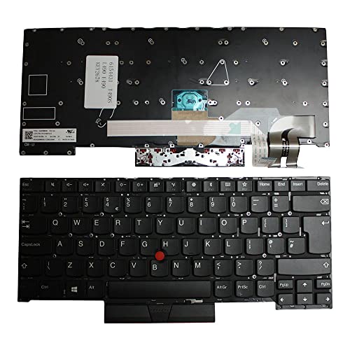 Clavier Lenovo ThinkPad E490 avec aiguille noire de remplacement Power4Laptops AZERTY