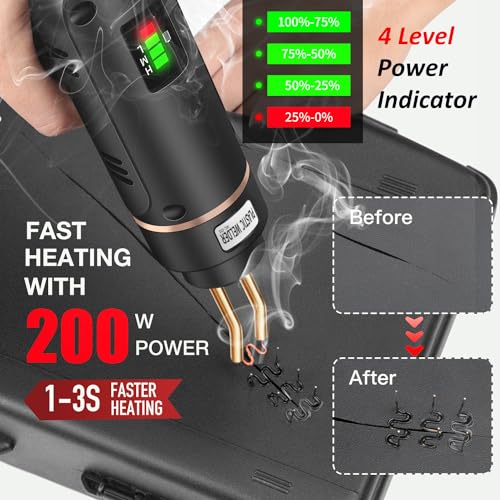 Image of 200W Cordless Plastic Welder, Plastic Welding Kit with 1200PCS Hot Stapler, USB Rechargeable Plastic Welder Gun with 5000mAh Battery, Plastic Weld Bumper Repair Kit for Most Plastic Repair