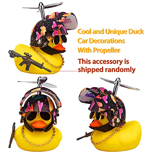 Image of wonuu Rubber Duck Car Ornaments, Squeeze Duck Dashboard Decorations Bicycle Decor for Cycling Motorcycle & Bicycle Accessories Decorations (Love-L&G)