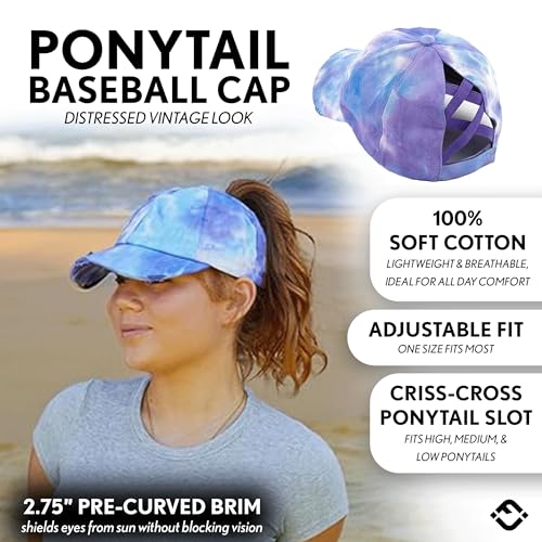Image of Funky Junque Womens Baseball Cap Dad Hat Ponytail Messy Bun Trucker Ponycap