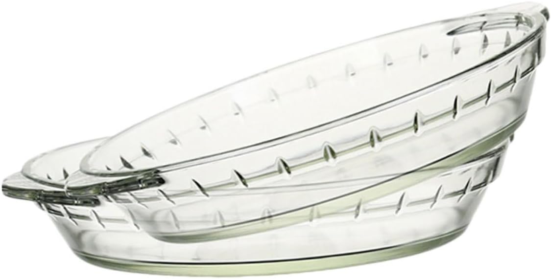 2pcs Heat-resistant Glass Baking Dish Transparent Food Serving Tray for Microwave Oven Use Kitchen Cookware