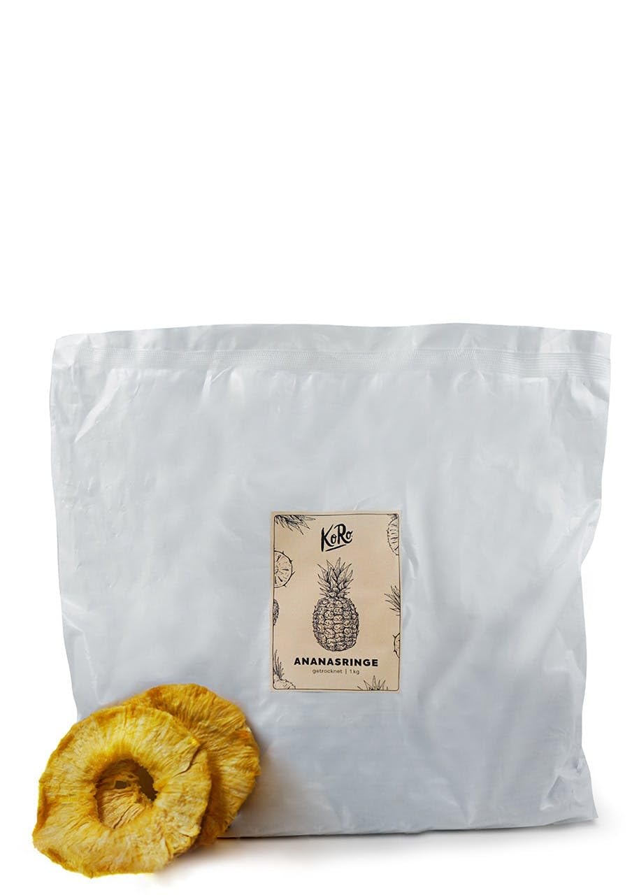 KoRo - Anelli di ananas essiccati 1 kg - Frutta secca non zuccherata e non solforata, formato convenienza.