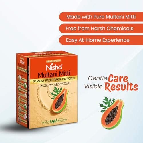 Image of Nisha Papaya Multani Mitti for Face 100g | Fuller's Earth Powder | Natural Oil Control, Acne & Tan Removal | Skin Brightening Face Pack