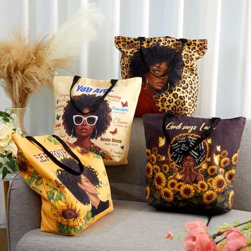 4/8 Piezas Bolsos Tote Grandes para Mujer Afroamericana miniatura 2