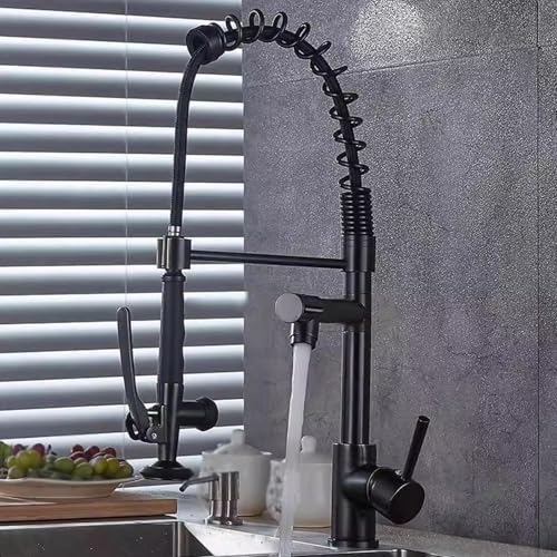 Robinet de cuisine mitigeur noir mat laiton monotrou orientable avec douchette