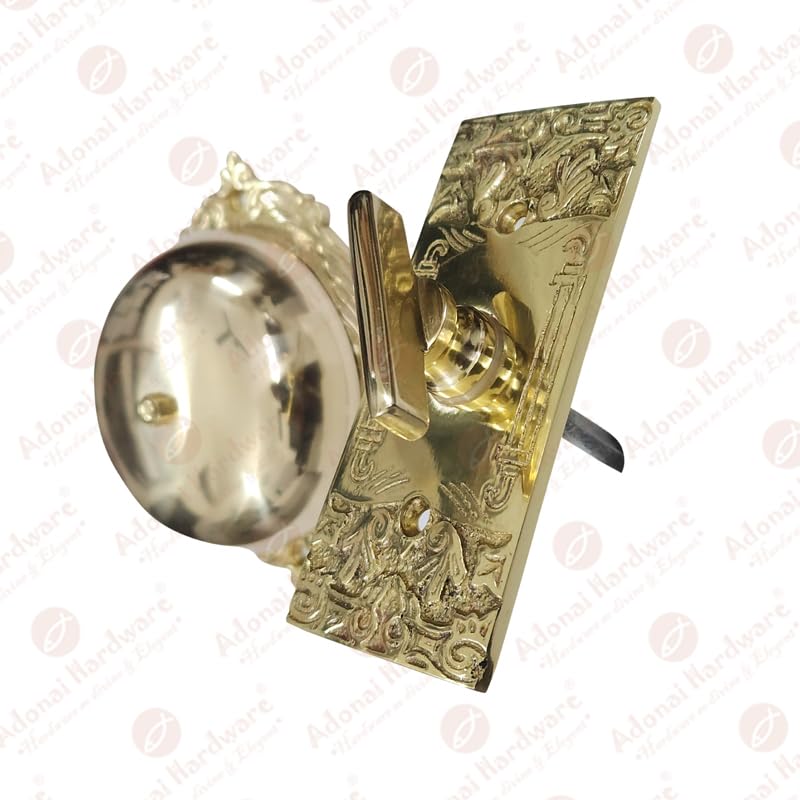Adonai Hardware Bartholomew mosiądz ręczny staromodny dzwonek do drzwi lub dzwonek do drzwi skręcany lub ręcznie obracany dzwonek do drzwi (lakierowany polski)