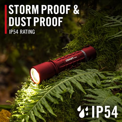 Image of Coast XP11R 2600 Lumen USB-C Rechargeable LED Flashlight with Slide Focus and Pure Beam Focusing Optic, 4 Light Modes, Red